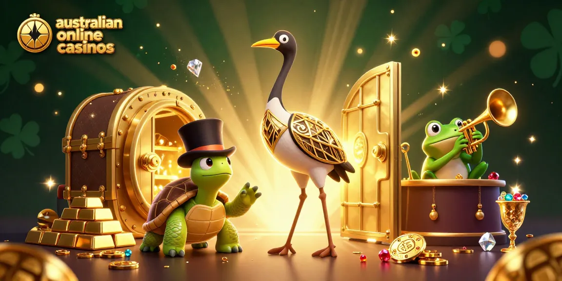 Play exciting games with our illustrated scene featuring australian online casinos, showcasing vibrant thematic elements.