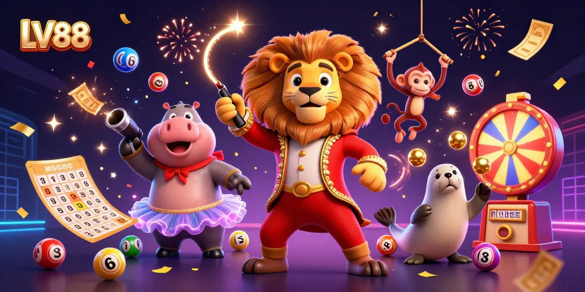 Experience thrilling games at LV88 with an exciting digital casino atmosphere featuring animated characters and fun elements.