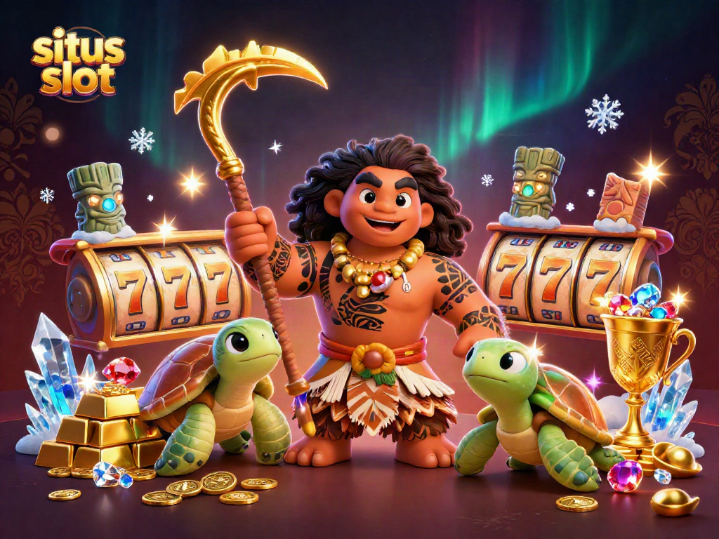 Experience situs slot excitement with vibrant 3D cartoon characters and captivating casino treasures.