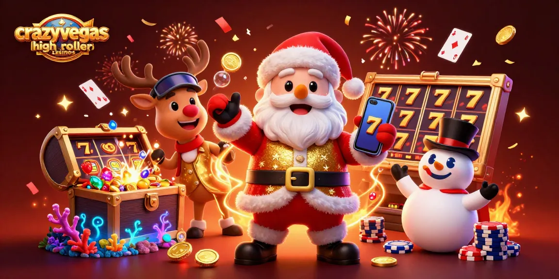 Experience the thrill of crazyvegas high roller casinos with Santa and friends showcasing jackpot slots and casino excitement.