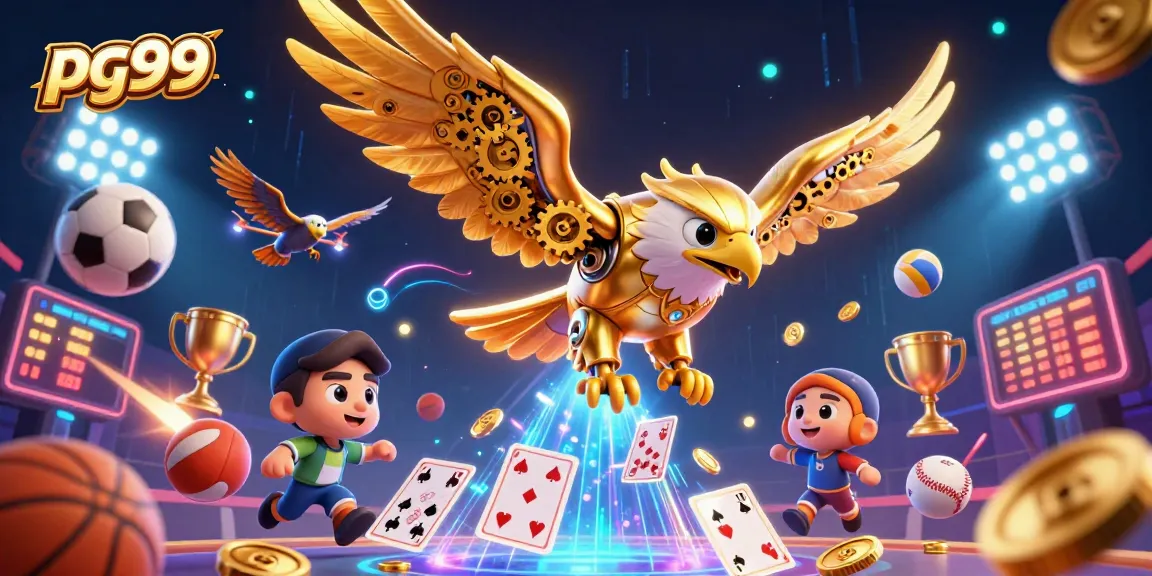 Experience thrilling wins at pg99 with a 3D animated golden eagle and dynamic sports action.