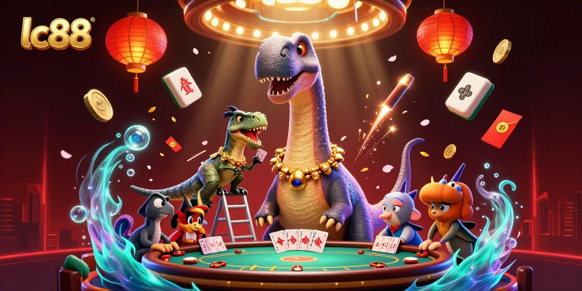 Experience the thrilling gameplay at lc88 with a vibrant casino scene featuring unique characters and festive elements.