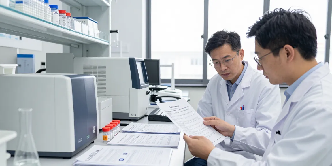 KLOW research blend vials being analyzed by scientists in a lab, showcasing quality assurance and research integrity.