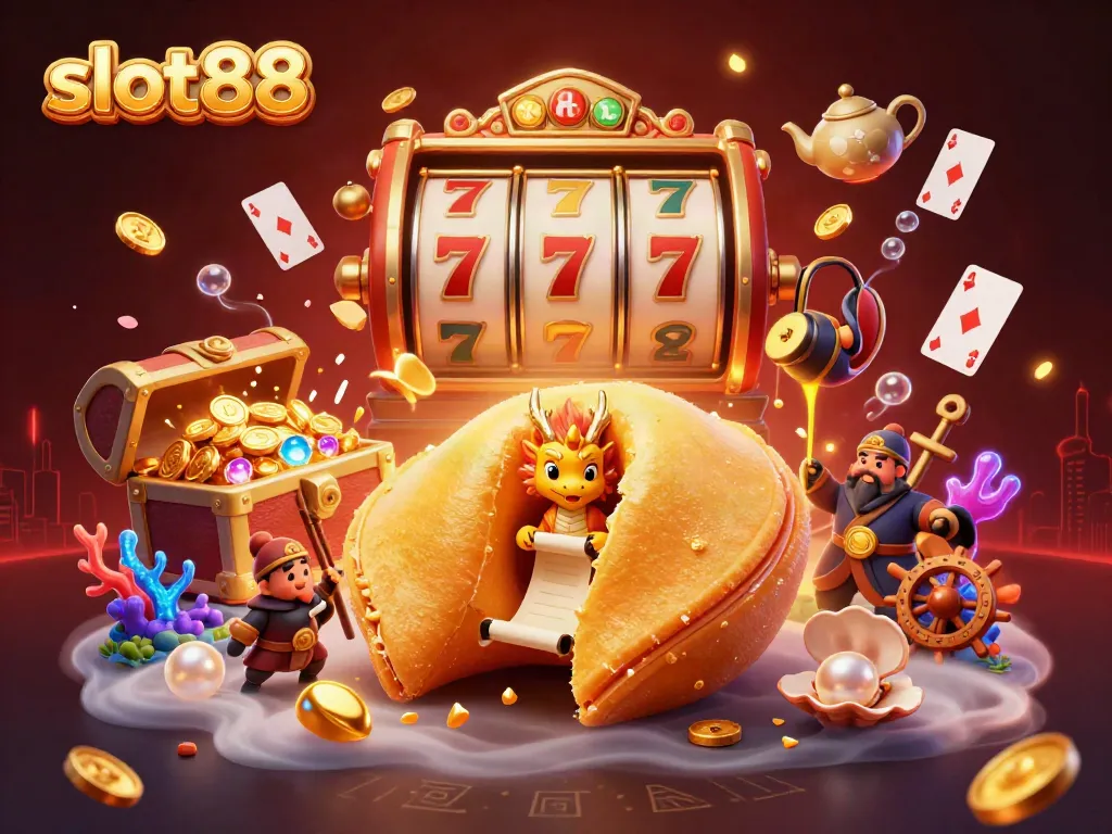 Engage in exciting action at slot88’s vibrant golden fortune cookie-themed casino.
