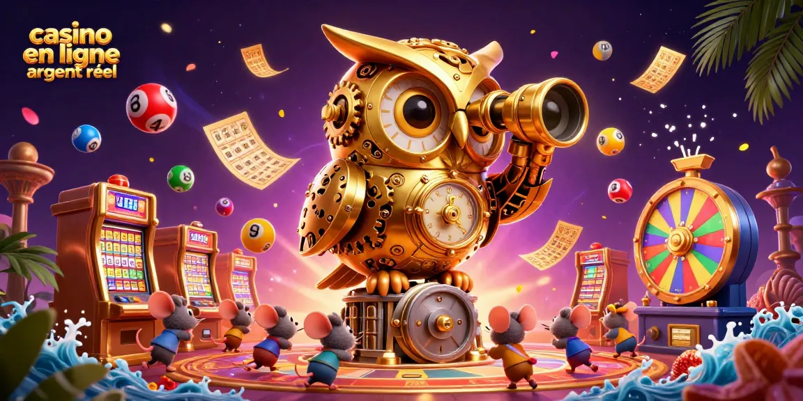 Jouez en toute sécurité sur le casino en ligne argent réel avec une illustration 3D animée des jeux de casino.